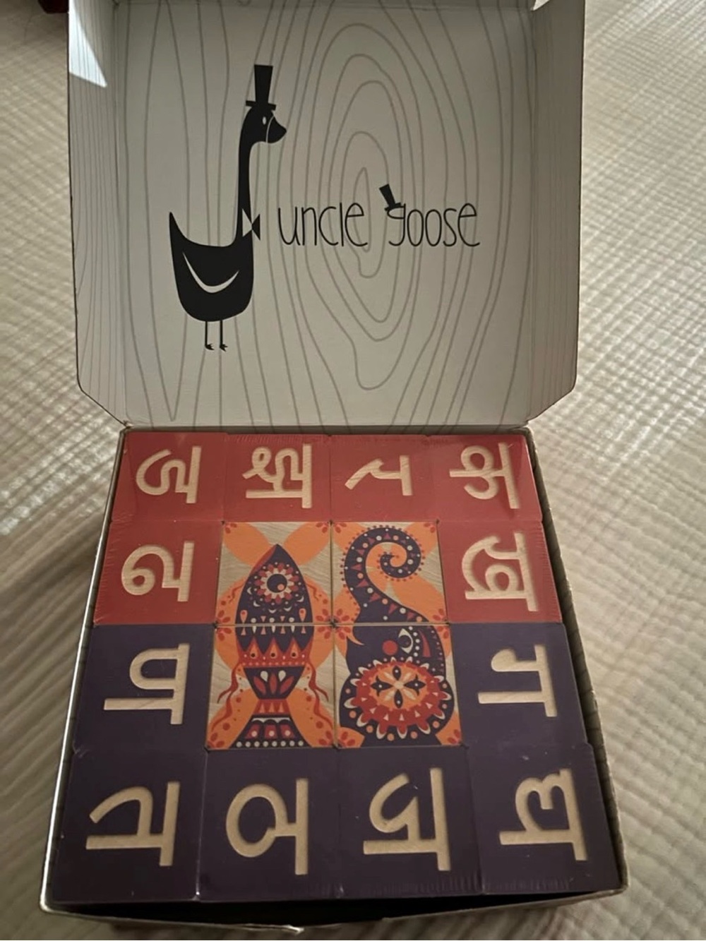 Hindi/Punjabi Colored Alphabet Blocks Set - Orange & Purple